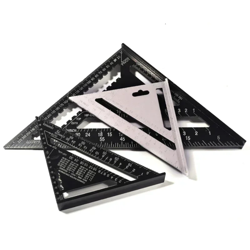 12'' Aluminum Alloy Triangle Ruler Gauges Speed Protractor Miter for Carpenter Line Scriber Saw Guide Percision Measurement Tool