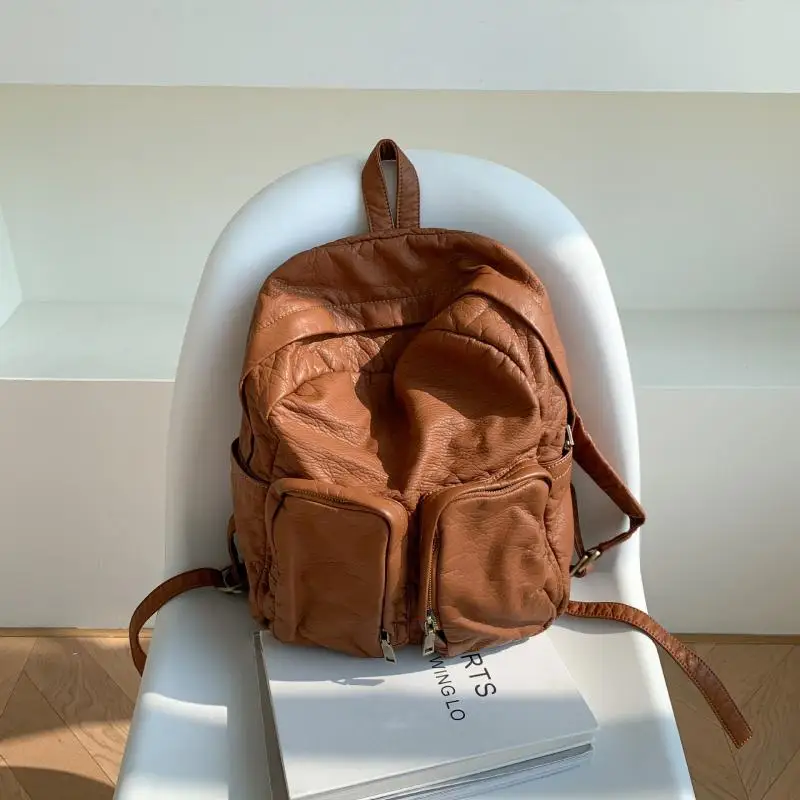 

2023 Fashion New High Capacity Litchi Pattern Travel Women Backpack Simple And Casual Versatile College Style Backpack For Women