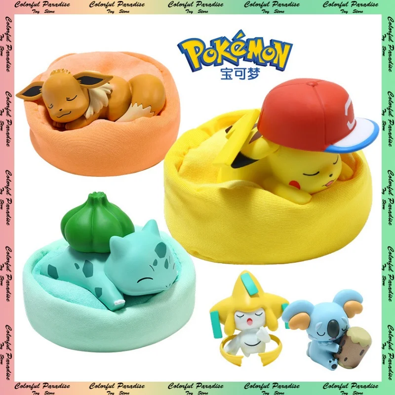 Pokemon Model Kit Personaggi Anime Figura Starry Dream Pikachu Bulbasaur Series Car Interior Hand Sleeping Position Toys Gift