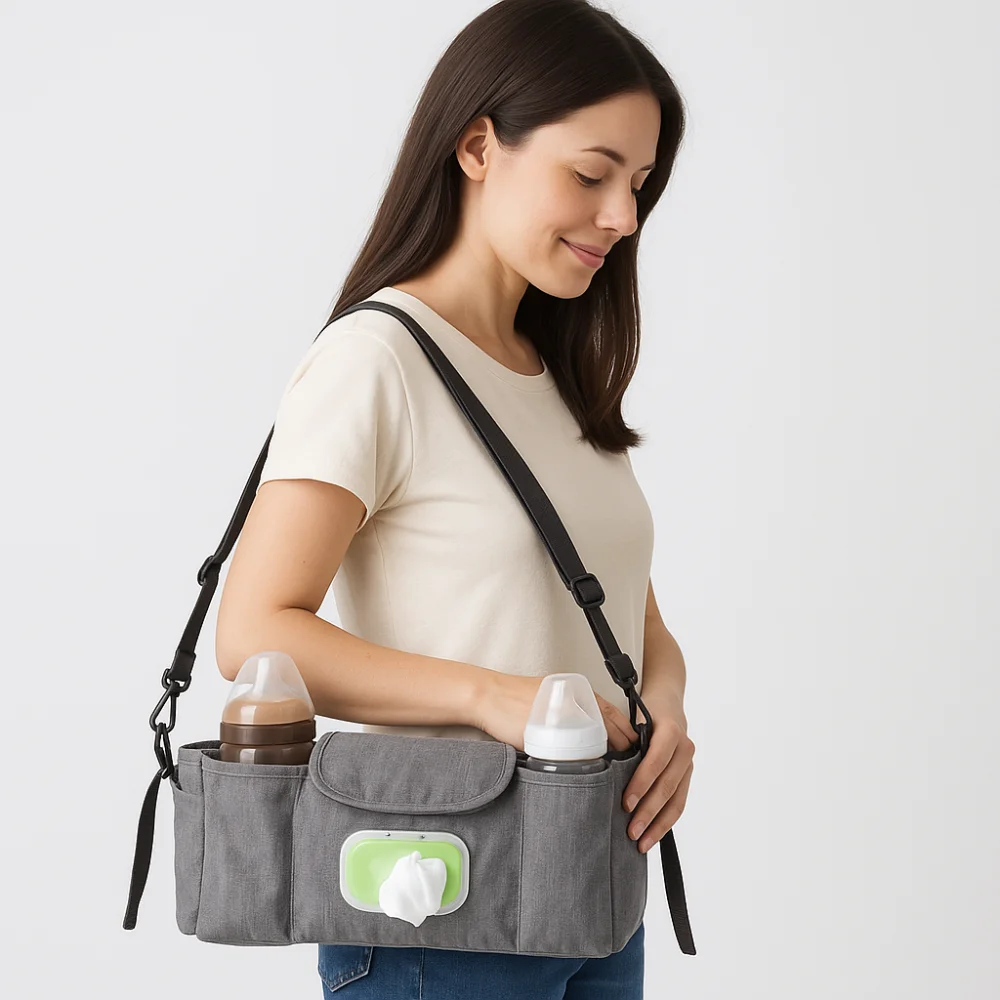 Multifunctional Baby Stroller Bag Waterproof Large Capacity Stroller Storage Hanging Bag Baby Care with Multiple Pockets