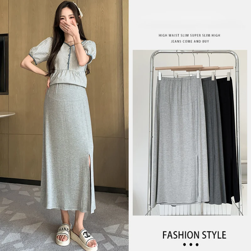 Fashion Modal Maternity Skirts Korean Version High Waist Skirt Pregnancy Skirt Half Body Pregnant Dress Solid Comfortble Dress