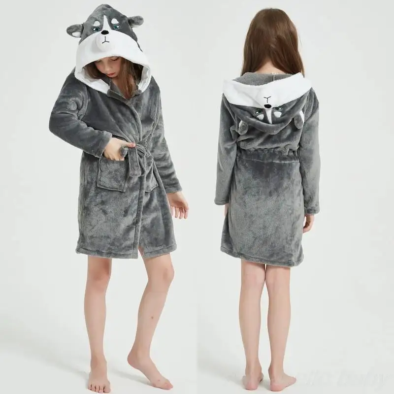 Teenage Bathrobe for Girls 5 6 7 8 9 10 11 12 13 Years Winter Kids Bath Towel Robe Toddler Boy Animal Hooded Girl Pjs Robes