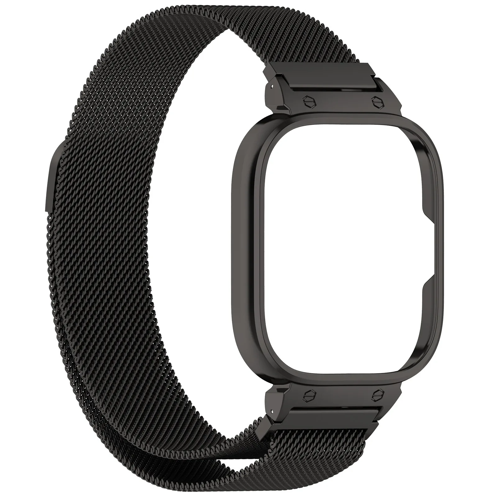 Sleek Metal Case with Milanese Loop Strap - Magnetic Stainless Steel Protective Bracelet