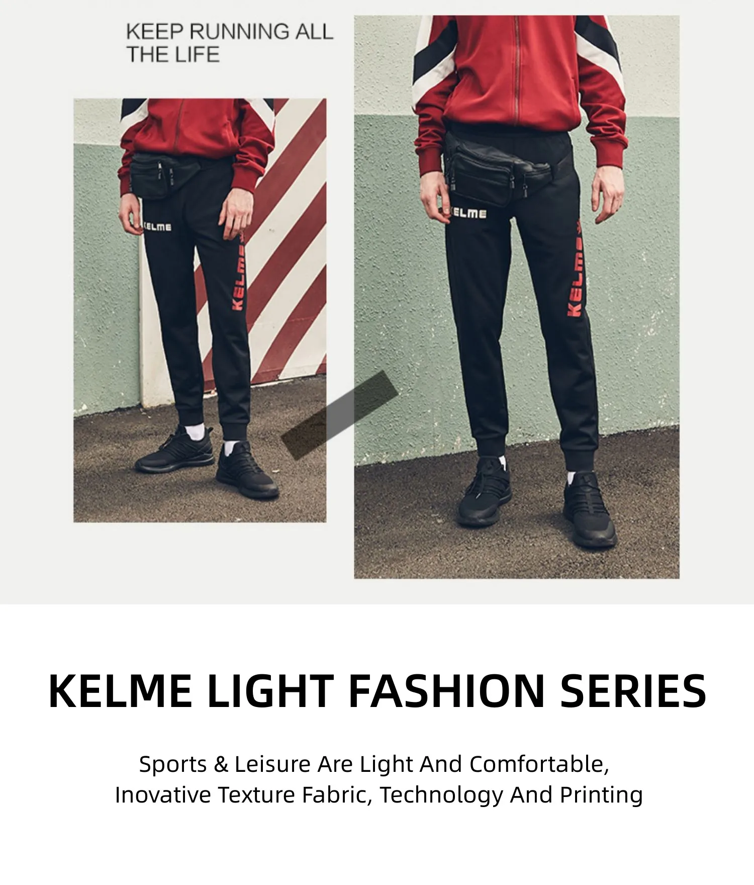 KELME Casual Sport Hosen In Sommer Und Herbst Dünne Atmungs Gestrickte Leggings Für Männer Und Frauen Kontrast Druck 3881350-1 – Detail 4