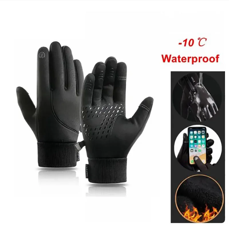 Cycling Waterproof Gloves Outdoor Scooter Windproof Riding Motorcycle Ski Warm Bike Gloves Winter Touch Screen Bicycle Gloves