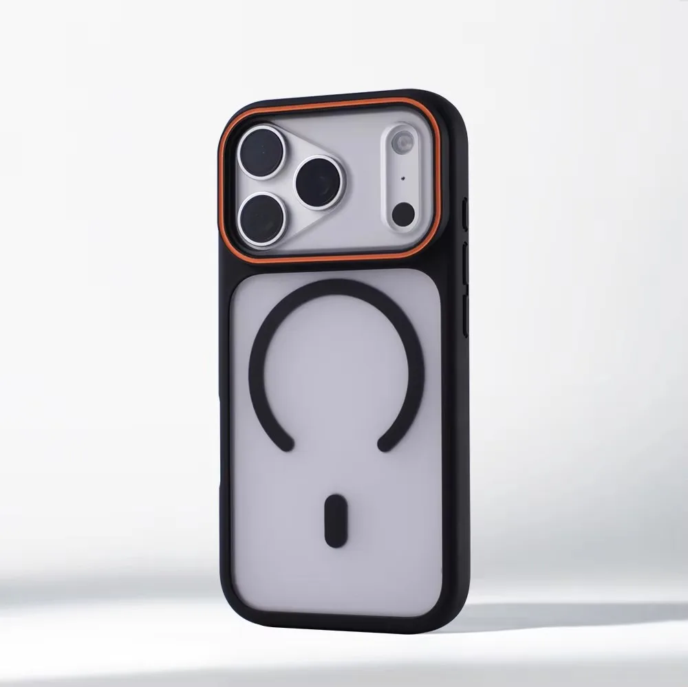 Luxury Matte Translucent Magnetic Shockproof Phone Case with Wireless Charging Capability