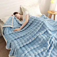 Solid Color Flannel Rabbit Fur Blanket Nap Cover Blanket Soft Sofa Blanket Coral Fleece Cover For Bedroom Manufacturer Wholesale 2