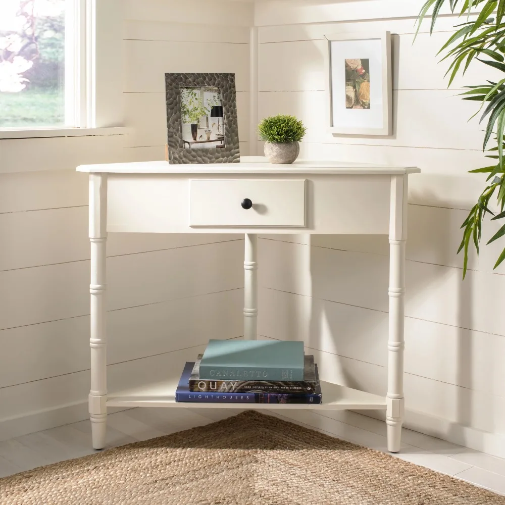 

Gomez Solid Casual Corner Table With Storage Drawer Vintage Grey Freight Free Living Room Furniture Home