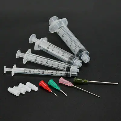 4Pcs Syringes with 4pcs 14G-25G Blunt Tip Needles And 4pcs Cap for Industrial Dispensing Syringe Epoxy Resin Kits