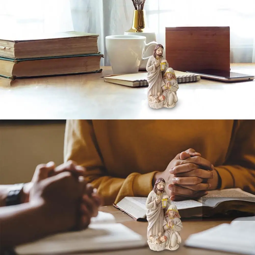 Description Picture 5 of itemMini Nativity Scene Statue Resin Holy Family Statue Tabletop Scenes Catholic Figurine Handicrafts Sculpture for Christmas Decor