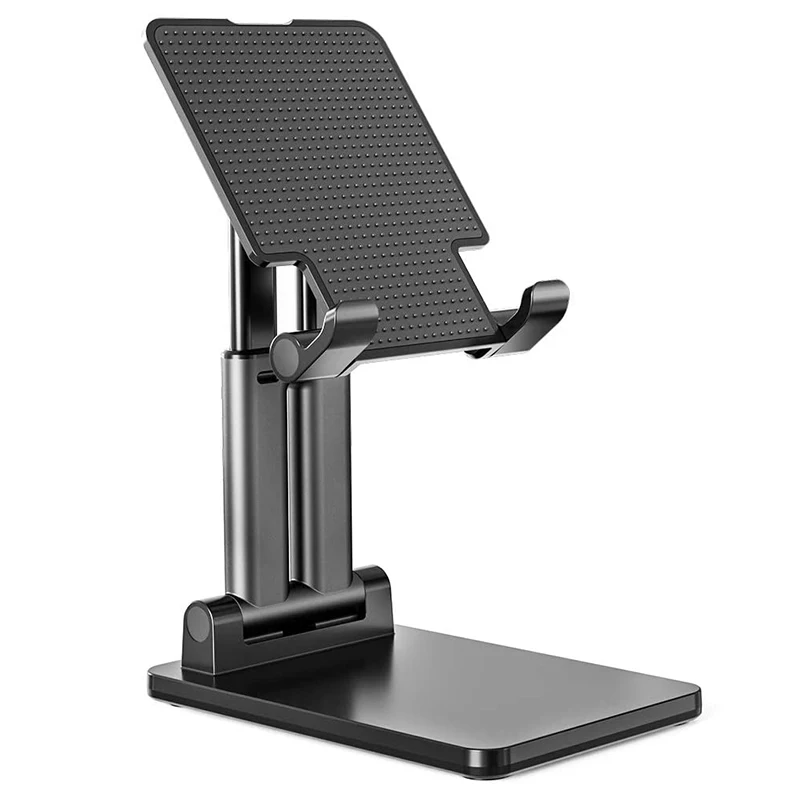 

Dual Pole Foldable Tablet Stand,Adjustable Height for iPad Pro Stand Extendable Solid Desktop Stand Holder Dock Black