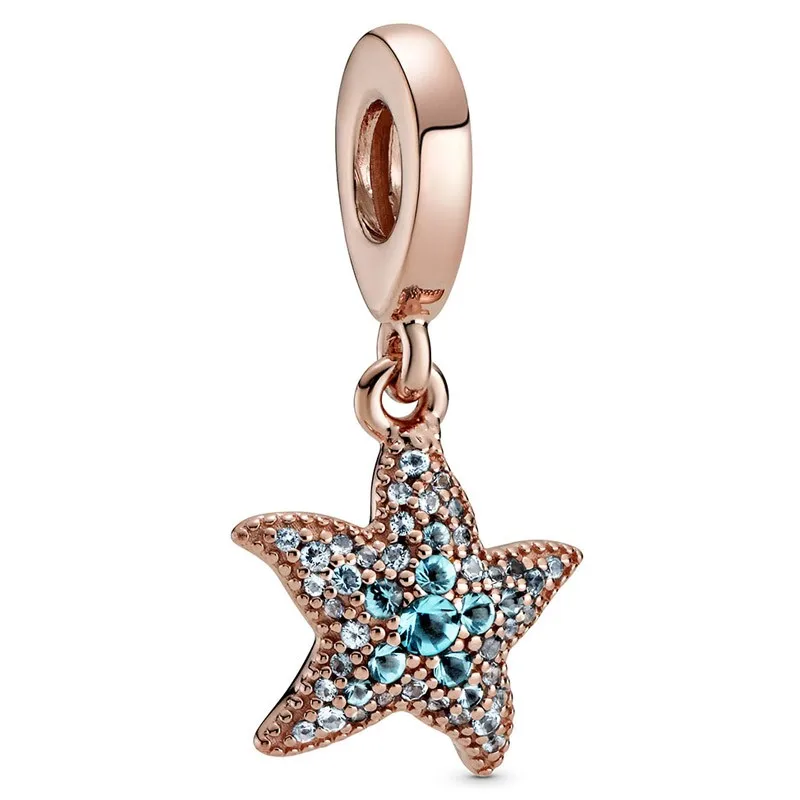 

Original Sparkling Starfish Dangle Beads Charm Fit Pandora Women 925 Sterling Silver Europe Bracelet Bangle Diy Jewelry