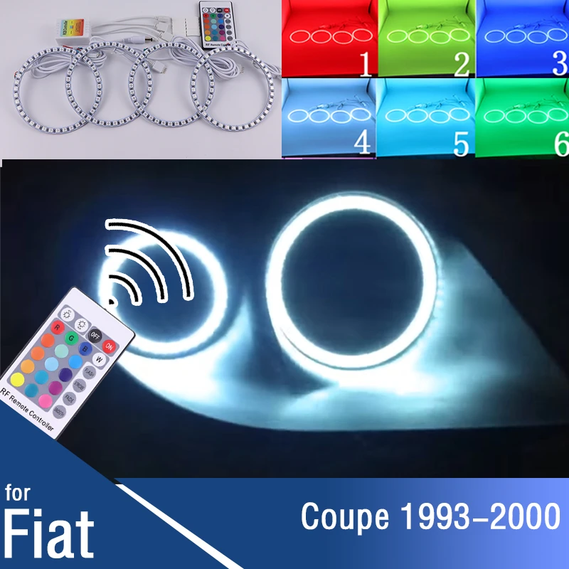 Car Angel Eyes Rings Led Car Headlight Drl Daytime Running Light Fai Da Te Per Fiat Coupe 1993-2000 Rgb Telecomando Multicolore