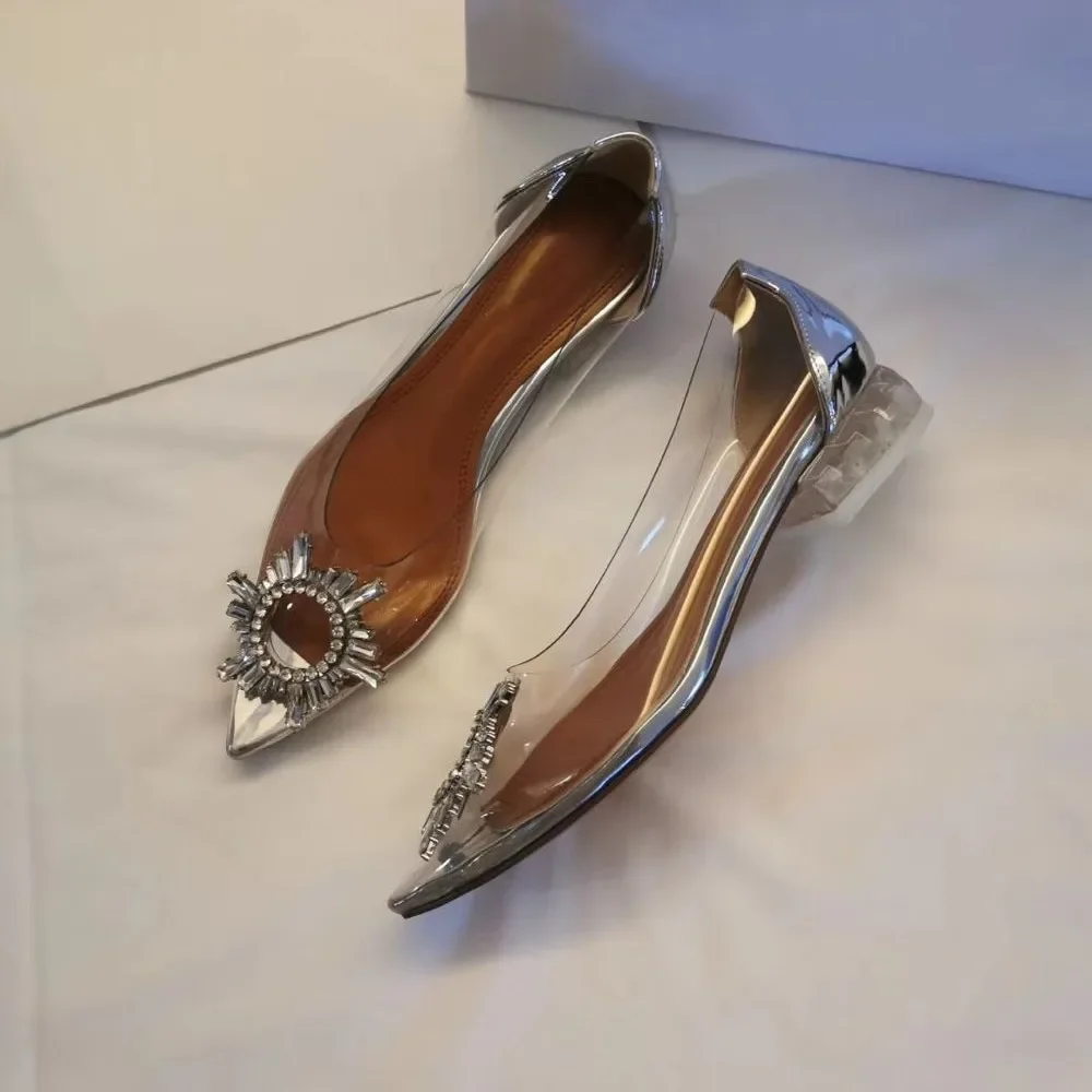 

Pointed Transparent Rhinestone Day Buckle Women's Shoes