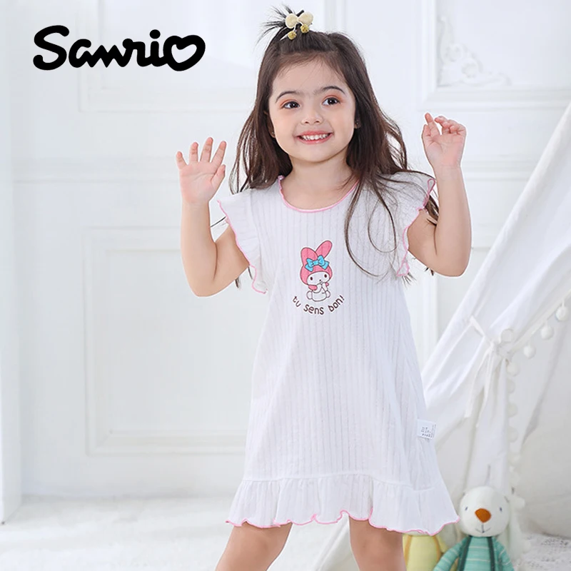 

Summer Kawaii Sanrios My Melody Anime Kids Pajamas Cotton Thin Baby Girl's Nightgown Children's Vest Home Wear Dress Sleepwear