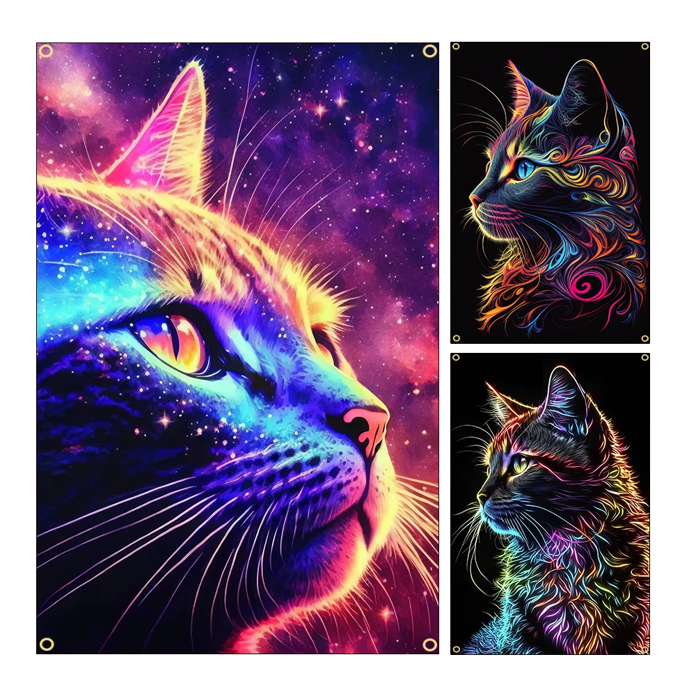 

Флаги 3jflag 90x150 см, Радужное звездное небо, кошка, интересные животные, цветной рисунок, гостиная, искусственный баннер