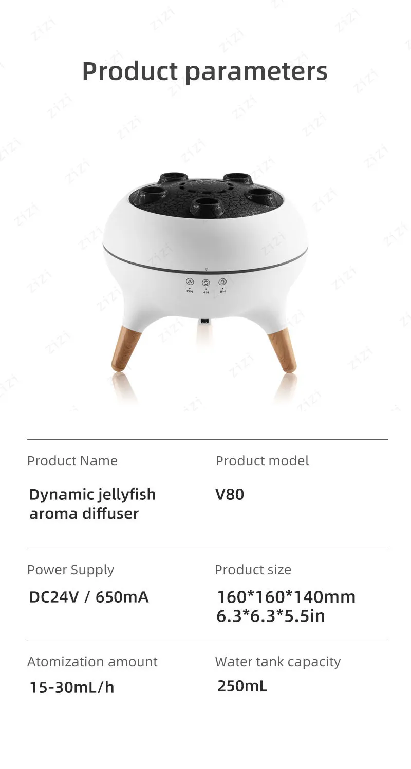 Diffuseur d'arômes humidificateur à ultrasons effet méduse_voghion.com
