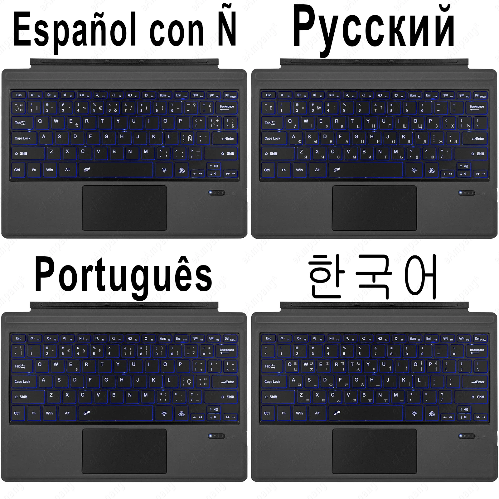 Trackpad Keyboard For Microsoft Surface Pro 3-9 X Go 1-3 Keyboard Russian Spanish Arabic Hebrew Korean French AZERT,trackpad keyboard