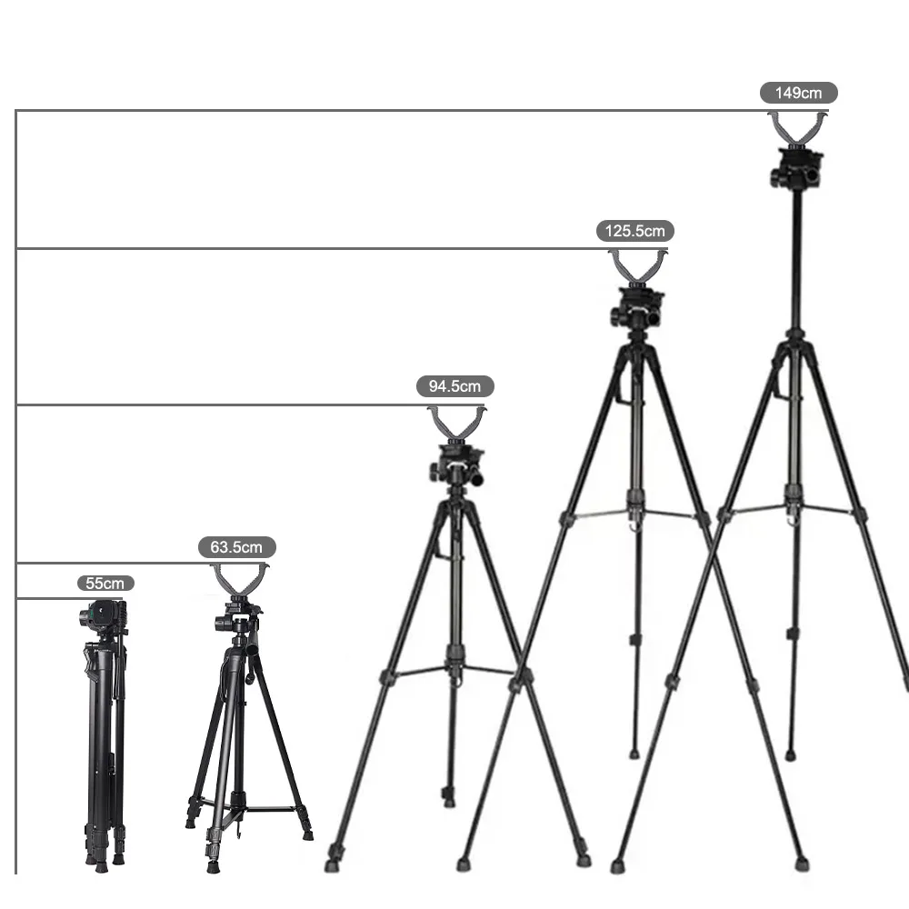 Aluminum Alloy Outdoor Shooting Holder V-Yoke Portable 55-140cm Foldable Multifunctional Tripod Universal Hunting Accessory