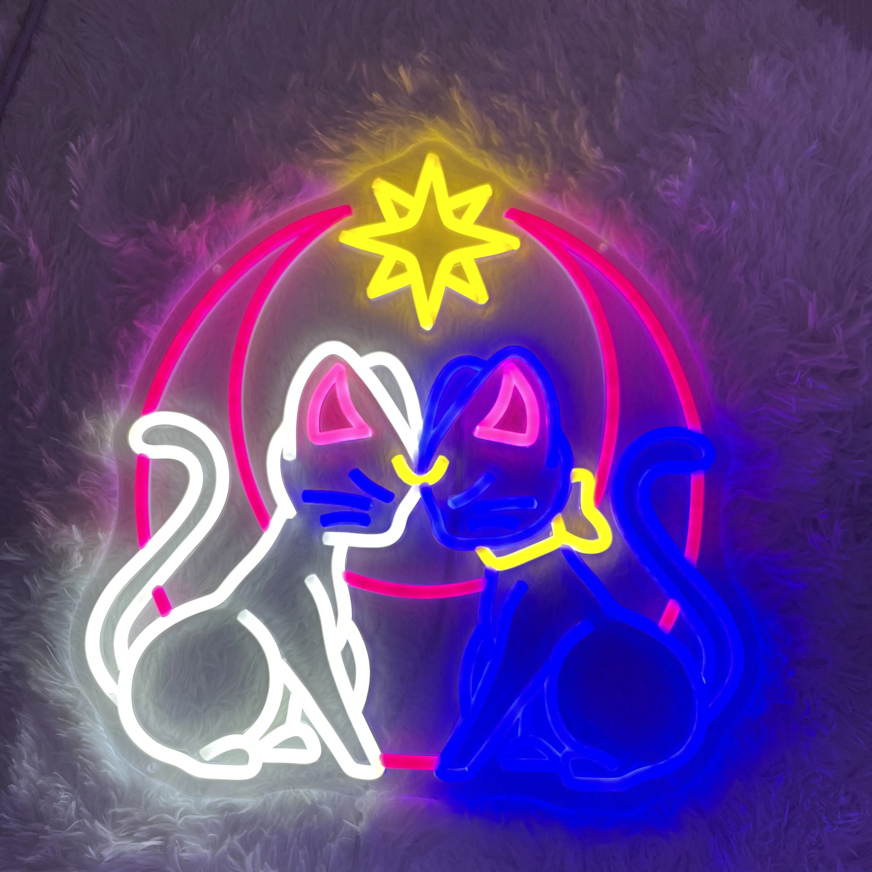 

Custom Anime Neon Sign Anime Moon Cat LED Neon Sign Anime Wall Decor Gamer Girl Zone Decor Cartoon Neon Lights