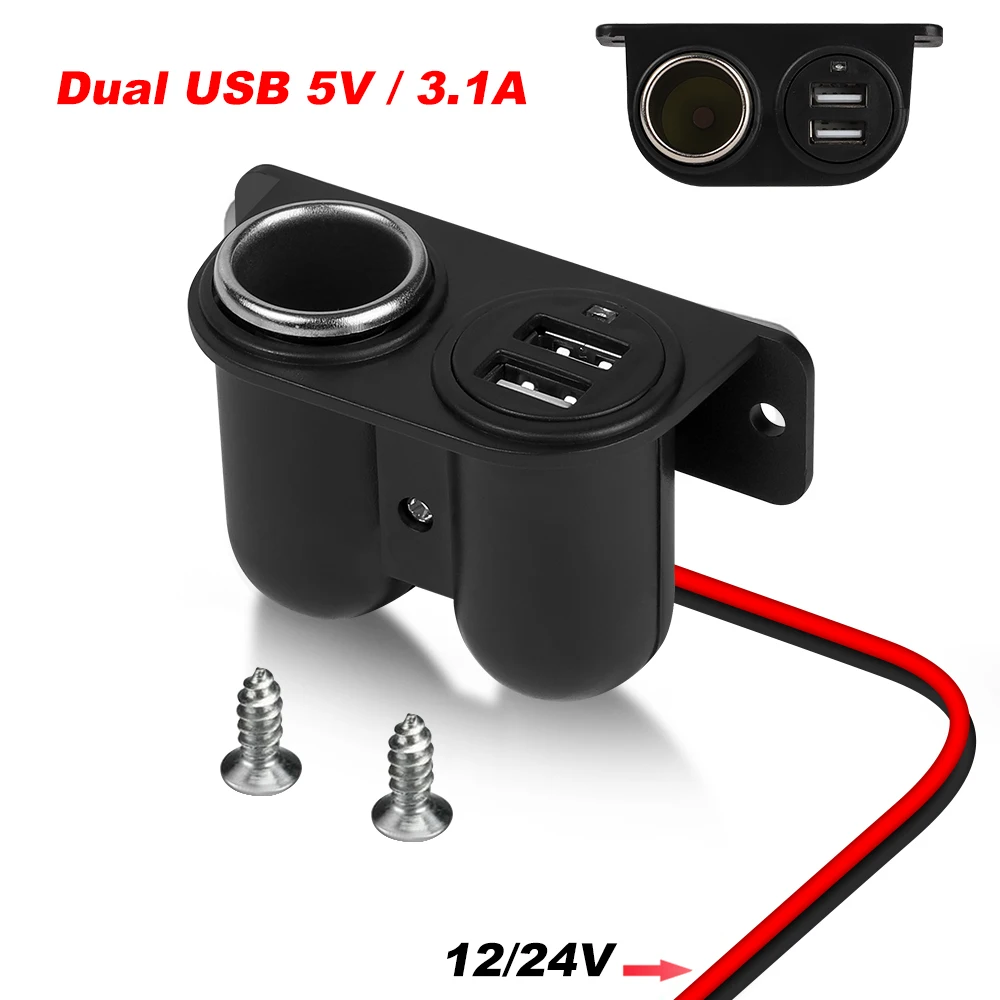 12V24VChargingAdapter31ADualUSBCarChargerSocketCarCigarette