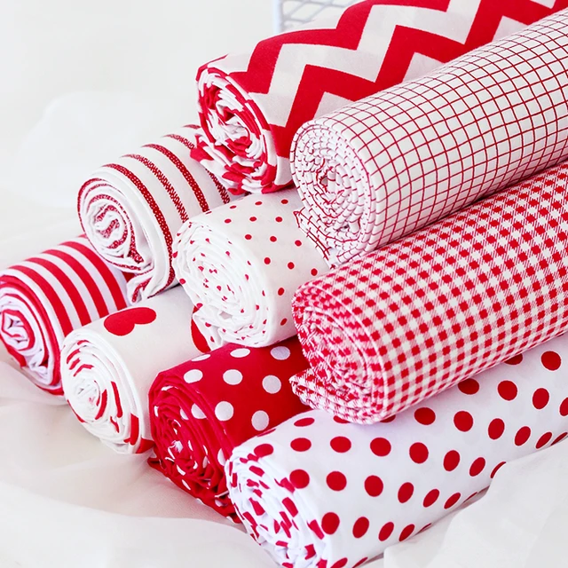 Red Strip Wave Twill Cotton Sewing Fabric: The Perfect Choice for Home Decoration and Handmade DIY Cloth