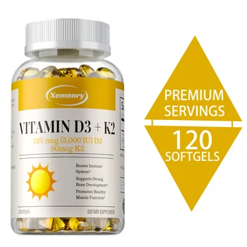 Vitamin D3 + K2 Capsules - Highly Absorbed Calcium, Supports Heart, Joints and Bones, Circulation,Bone Density,Joint Flexibility