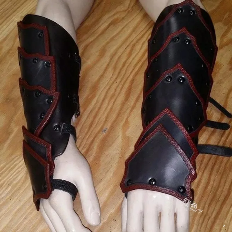 Viking Bracers Medieval Leather Arm Armor Cuff Leather Gauntlet