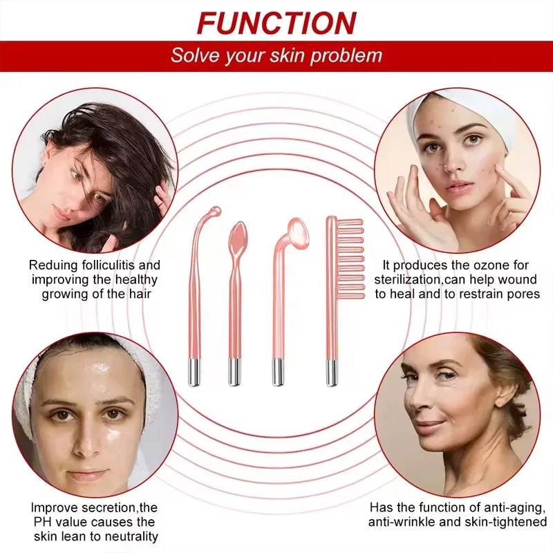 Portable Electrical High Frequency Facial Beauty Machine Acne Treatment Skin Tightening Detox Face Head