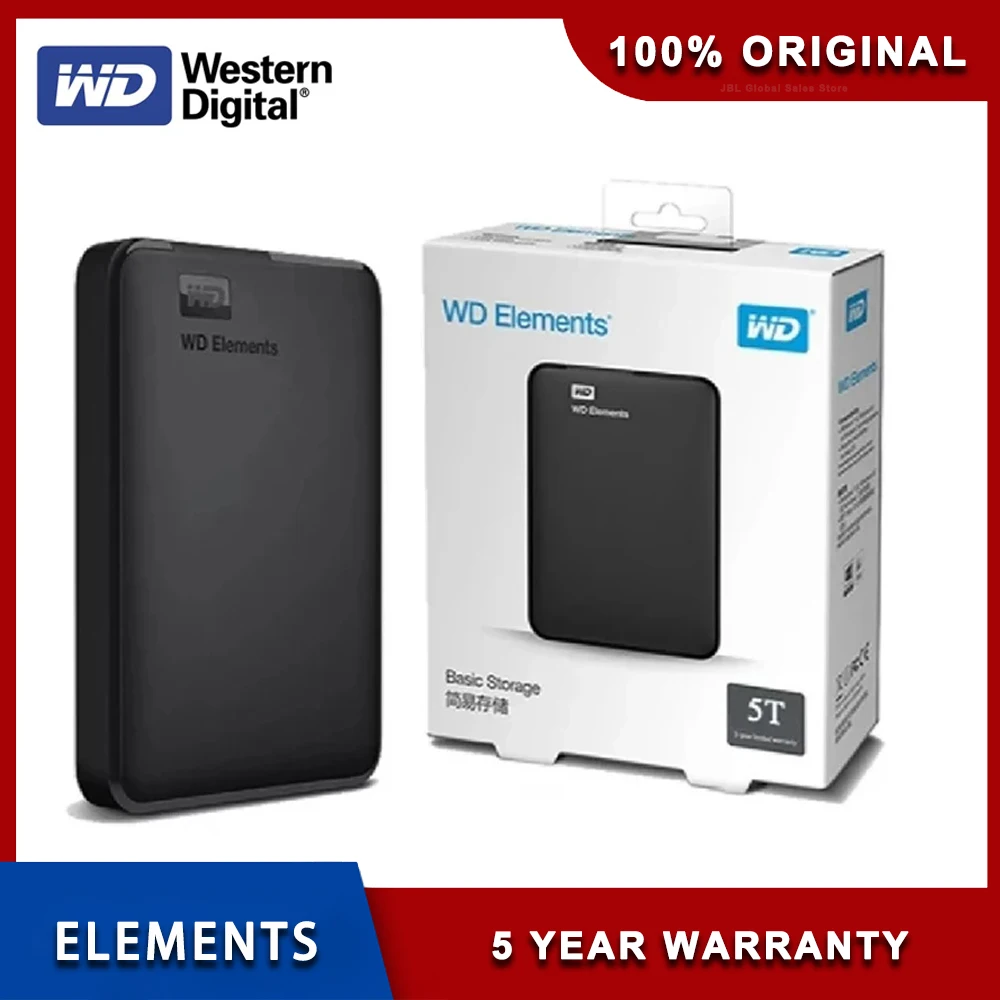 External Hard Drive Western Digital WD Elements 5TB 4TB 2TB 1TB USB 3.0 Portable for Desktop PC Laptop