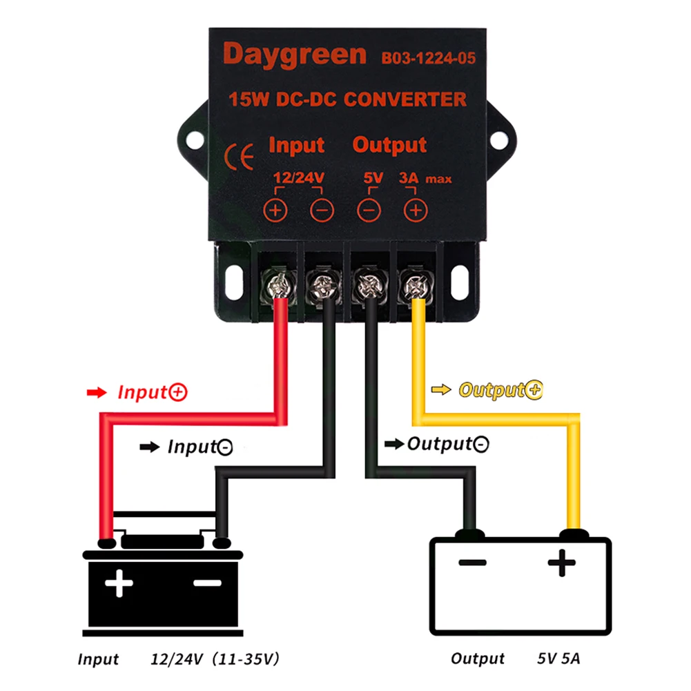

Durable DC Converter Converter LED Power Step Down Power Voltage Regulator 1 Pcs 63*53*20mm DC 12V 24V To DC5V
