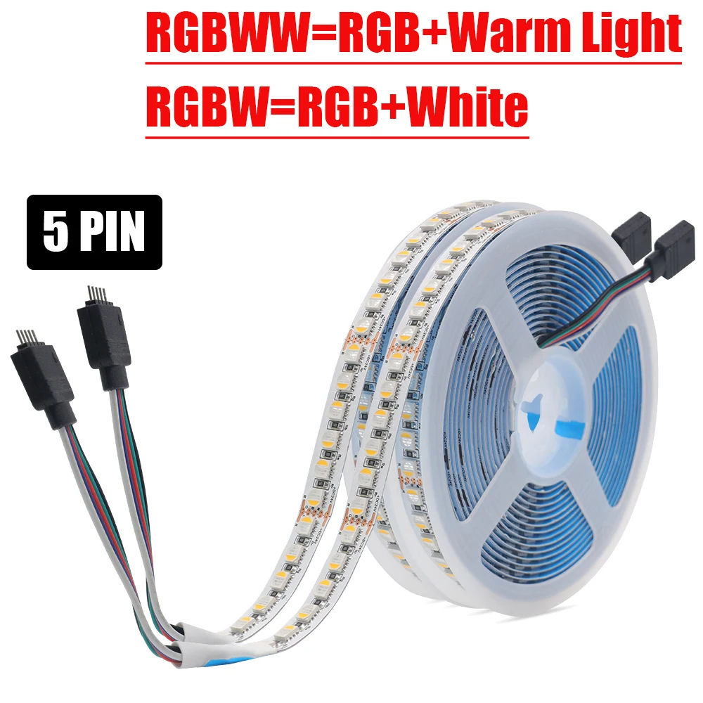 RGBW RGBWW LED 스트립 DC 12V 24V 4 색 1 칩 SMD 5050 60 108 120 Led/M 유연한 리본 테이프 로프 빛