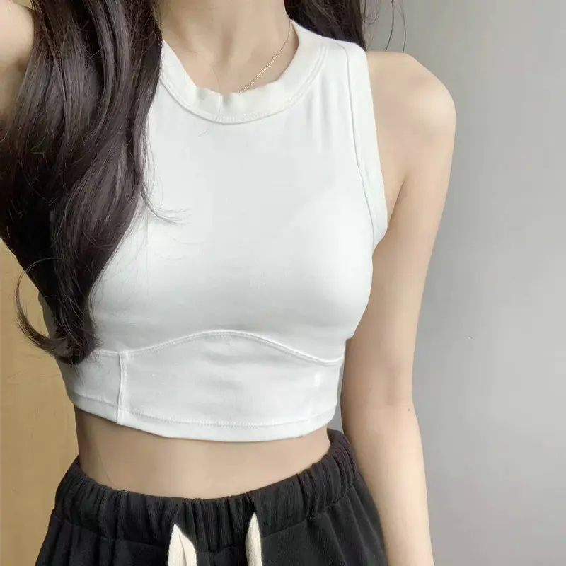 Summer Crop Sexy Tops Women 2023 Women Y2k Aesthetic Clothes Sleeveless Short Vests White Black Grey Korean Harajuku Vest Top