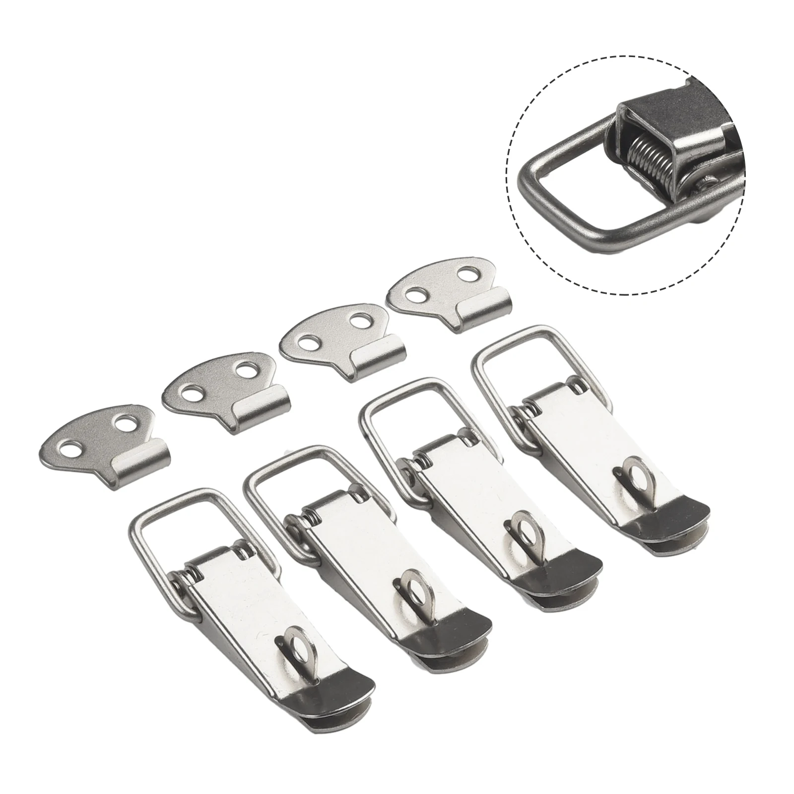 Description Picture 2 of item4pc Toggle Latch Catch Stainless Steel Duckbill Spring Buckle Toolbox Lock Cabinet Boxes Handle Toggle Lock Clamp Hasp