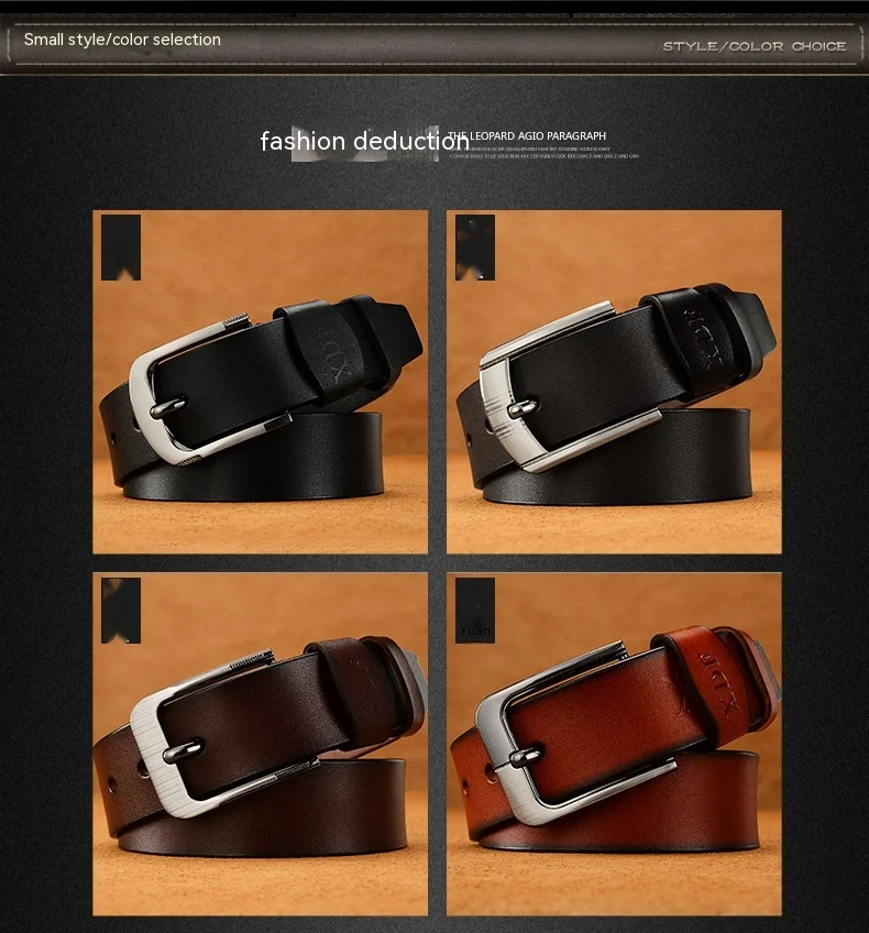 2024 Hot Selling European and American New Men's Needle Button Belt Fashion and Casual Versatile Retro Cowhide Jeans Belt Men's Pants Belt_voghion.com