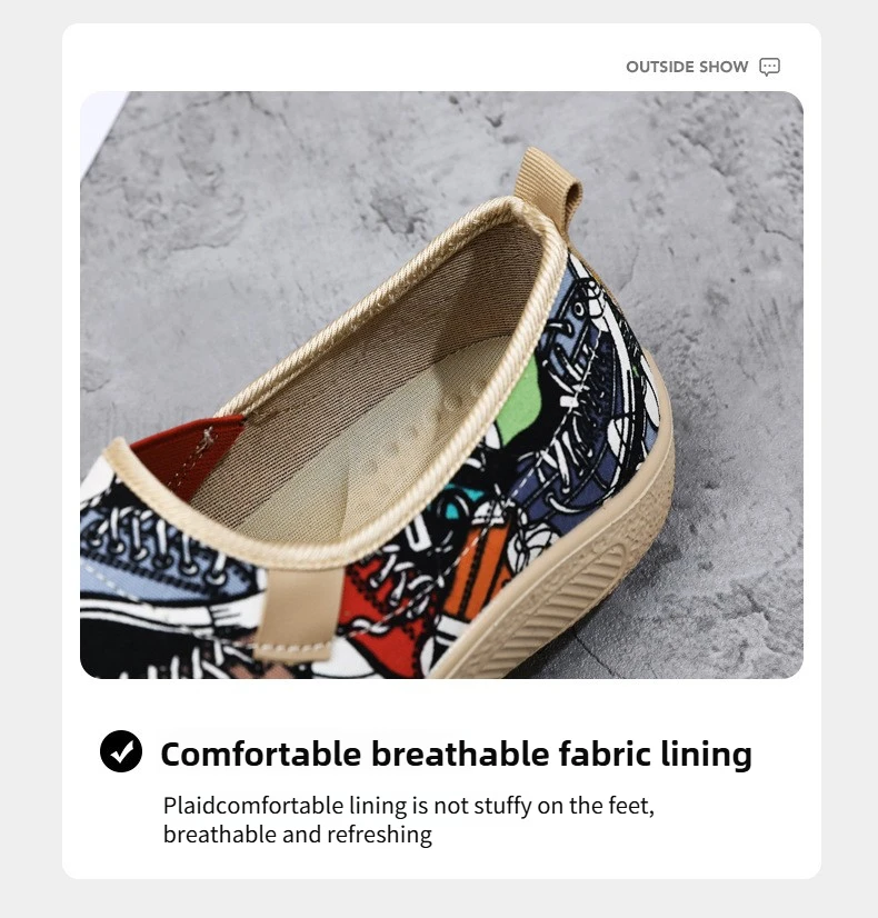 Women's Breathable Mom Shoes Soft Flat Sole Slip-On Spring Casual Cloth Shoes Orthopedic Comfort Lightweight Non-Slip Wide Width