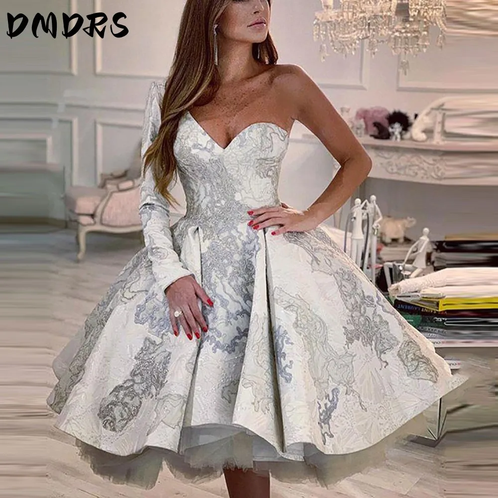 

Милое платье для выпускного вечера, Новое поступление, изящное ТРАПЕЦИЕВИДНОЕ ПЛАТЬЕ на одно плечо, Женское Платье До Колена