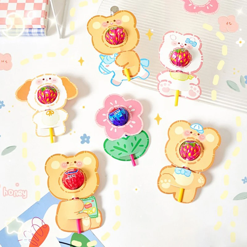 10 Pezzi Carino Animale Anatra Orso Caramelle Lecca-Lecca Decorazione Carte Matrimonio Bambini Festa Di Compleanno Forniture