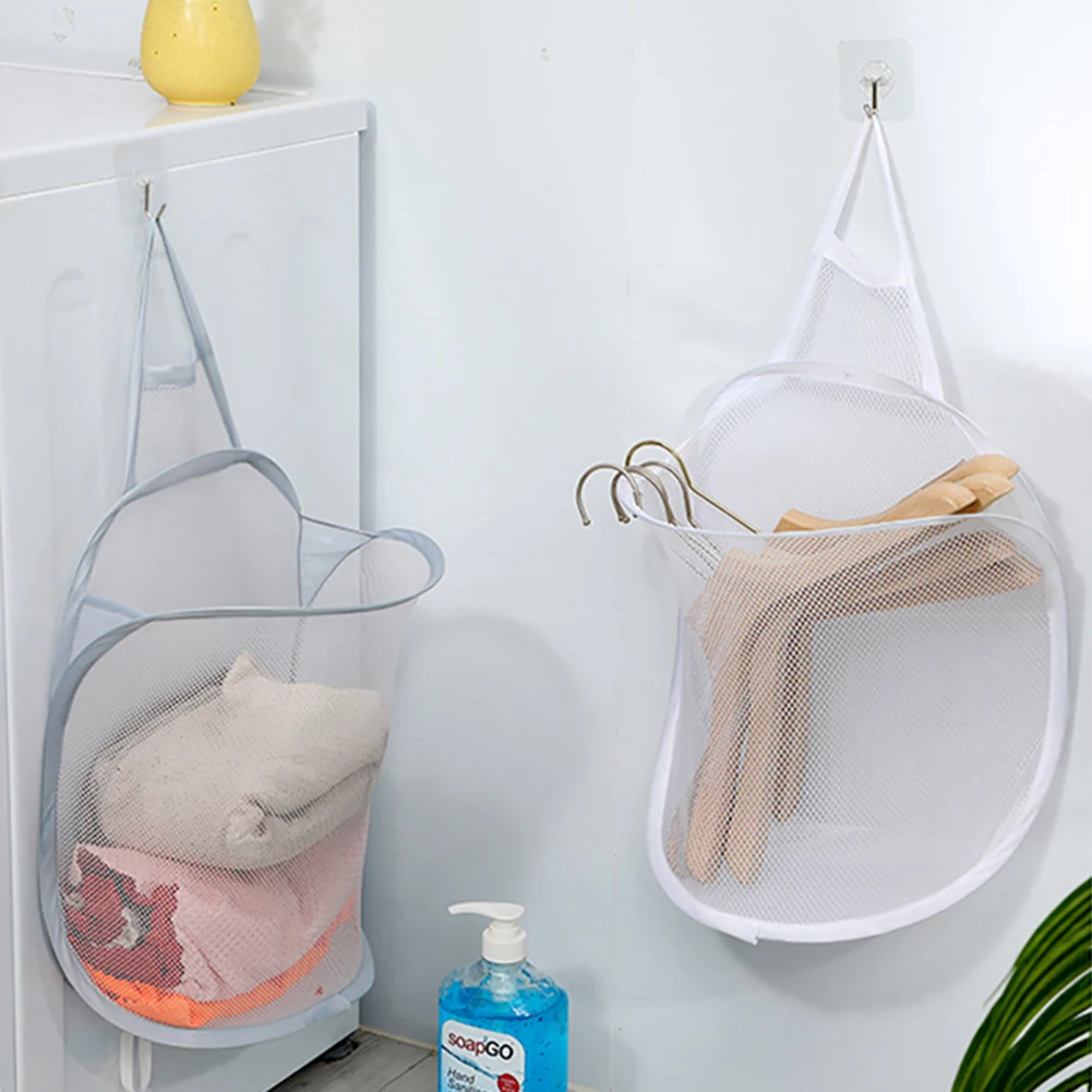 

Складная корзина для белья, Сетчатая Сумка для хранения одежды в ванной комнате, корзина для сортировки грязного белья, детские игрушки, органайзер для хранения мелочей