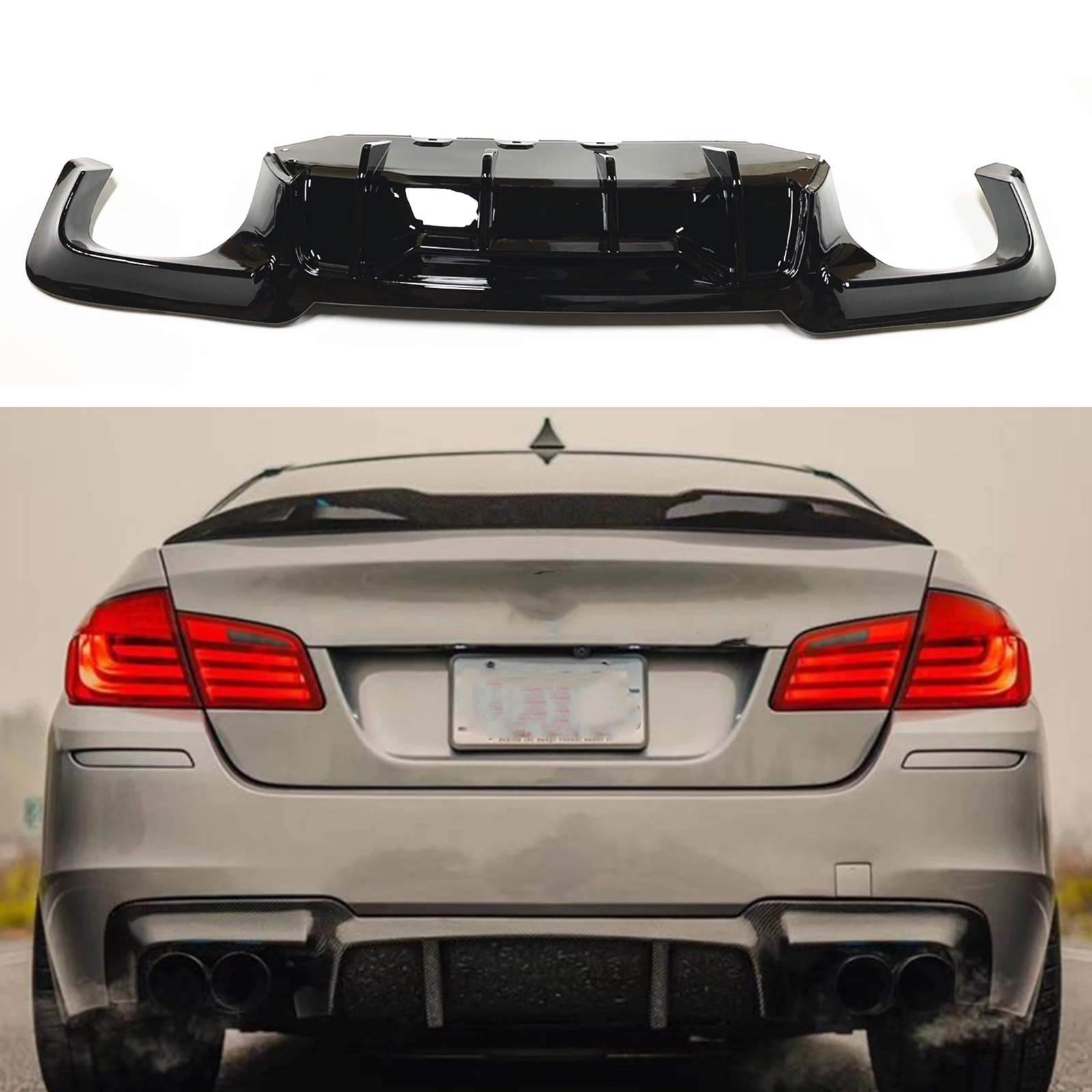 

Rear Bumper Diffuser Lip For BMW 5 Series F10 2012-2016 M Sport 535i 530i 528i MT Gloss Black/Carbon Fiber Look Spoiler Splitter