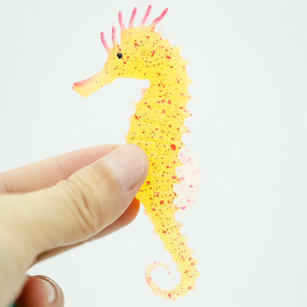 Fish Tank Ornaments 1pc Silicone Artificial Night Luminous Hippocampus Fish Tank Decoration