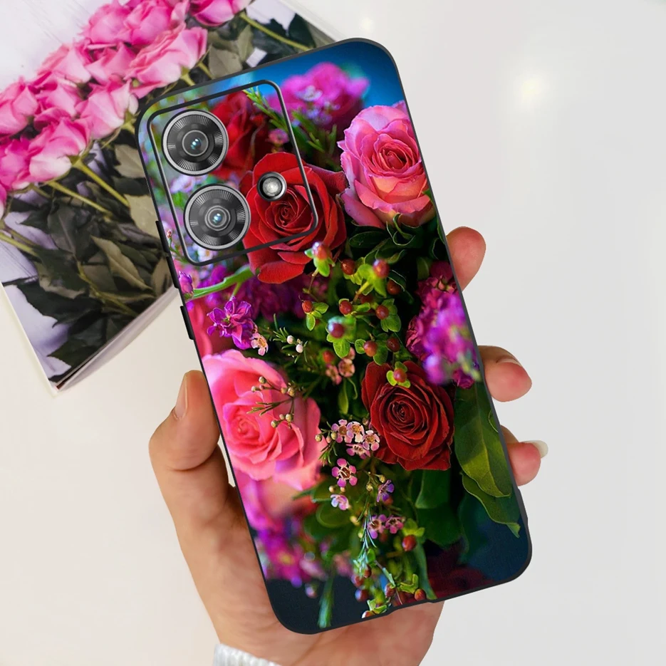 Cute Cat & Butterfly Soft Silicone Phone Case for Motorola Edge 40 Neo - Stylish Protective Back Cover