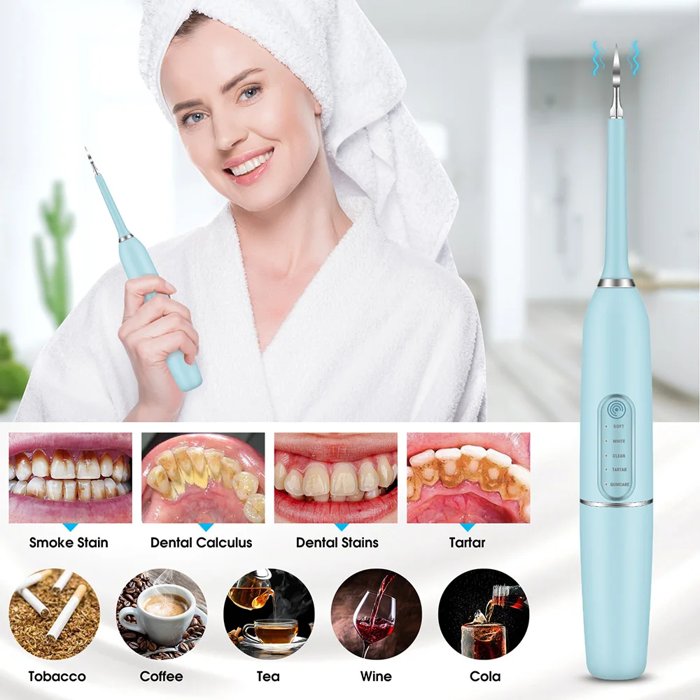 Electric Sonic Dental Scaler Teeth Whitening Portable Tartar Teeth Cleaner IPX7 Plaque Stains Calculus Remover Teeth Clean Tool