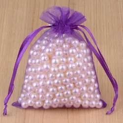 Vibrant Multi-Colored Organza Jewelry Gift Bags Set - 100pcs Drawstring Pouches for Wedding and Special Occasions (5 Dark purple)