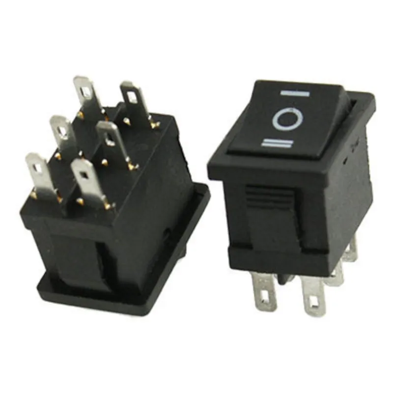 5 Pz 6 Pin Dpdt On-Off-On 3 Posizioni Snap In Interruttore A Bilanciere 6A/250V 10A/125V Ac Kcd2-202-6P