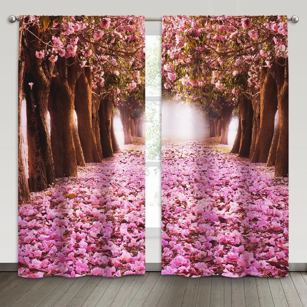 3D Pink Flowering Branch 150 Uta Naumann Curtain Curtains Drapes
