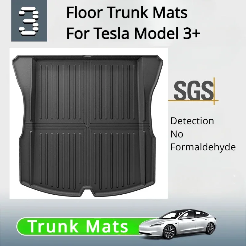 테슬라 모델 3 + 용 트렁크 매트, TPE 방수 내마모성 발 바닥 패드, 전면 후면 트렁크 매트, 자동차 액세서리 2024