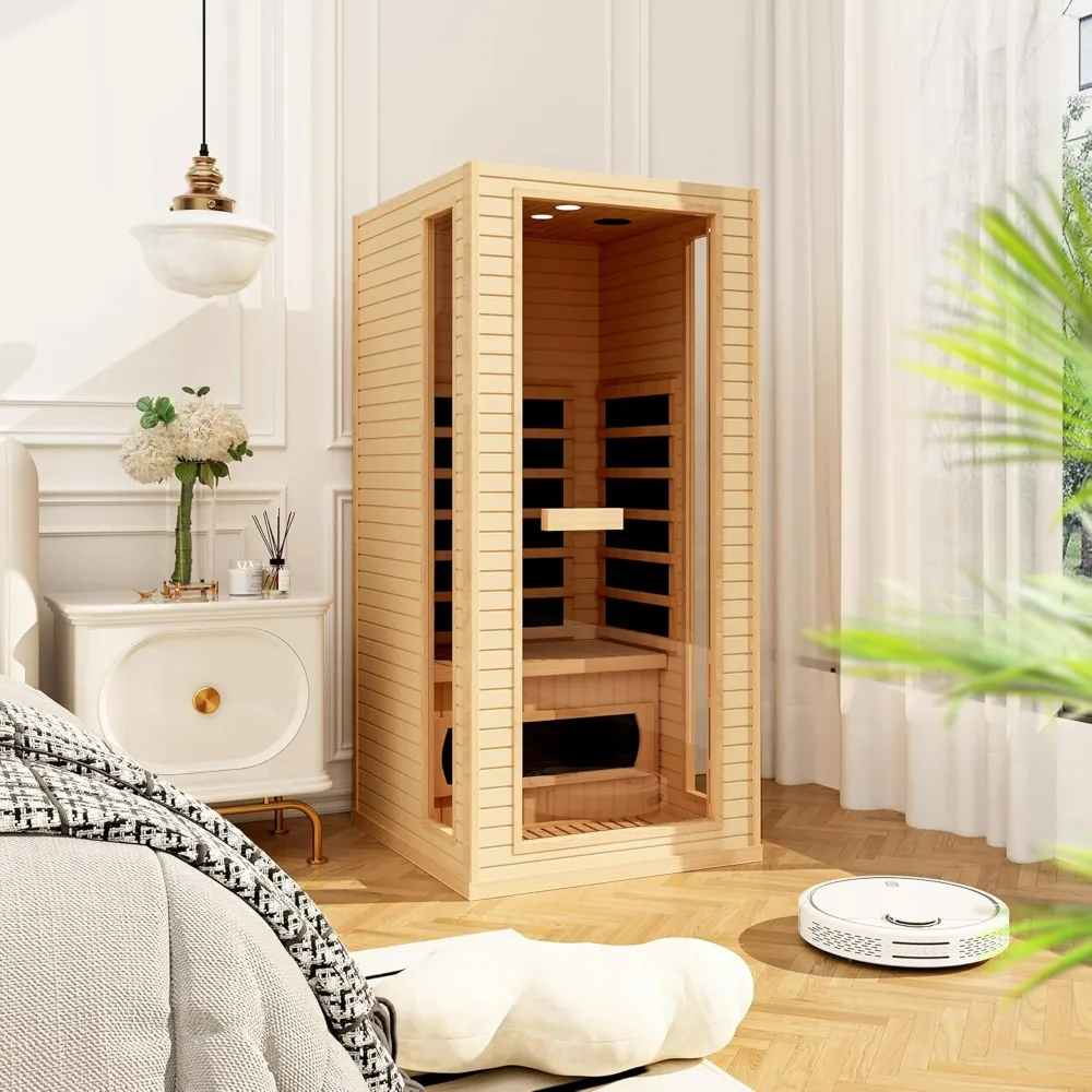 Infrared Sauna, 1 to 2 Person Full Spectrum Infrared Sauna for Home,Indoor Dry Sauna with Rapid Heating 4 Carbon Panels&1 Carbon 2