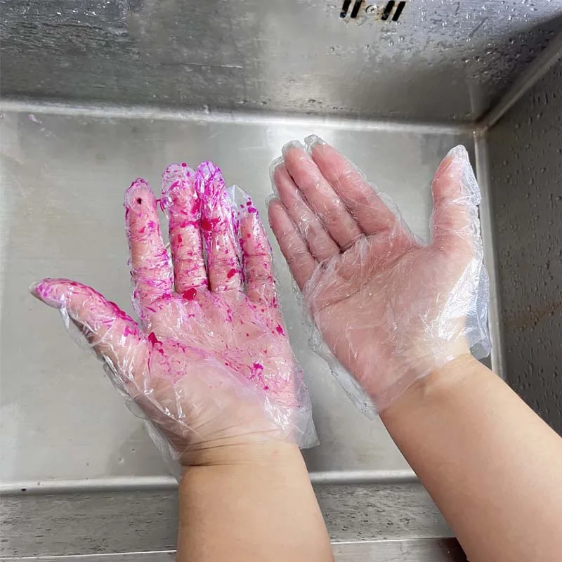 Disposable Gloves Transparent Plastic Gloves Hair Dyeing Cooking Household Kitchen Restaurant Multipurpose Cleaning Accessories