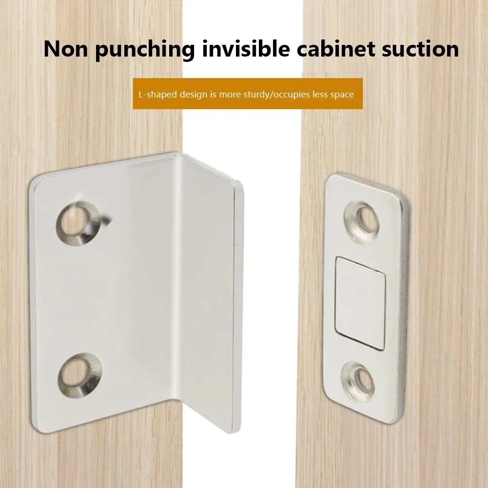 Strong Magnetic Cabinet Catches Punch Free Door Stopper Magnetic L-shaped Hidden Door Closer Home Improvement Furniture Hardware magnetic cabinet catches door closer magnetic cabinet latches door catches cabinet door latch cabinet door stop door stops